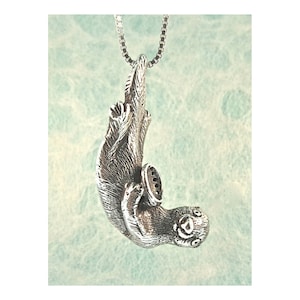 Seeotter Halskette Seeotter Anhänger Seeotter Anhänger - Seeotter Schmuck - Ozean Schmuck - Silber Otter - Meerestier - Abalone Halskette