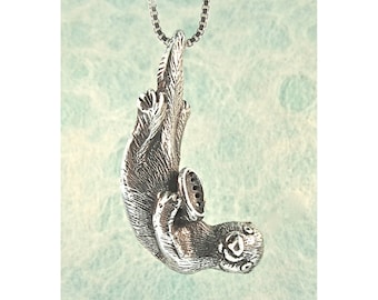 Sea Life - Sea Otter Pendant - Sterling Silver - Otter Necklace
