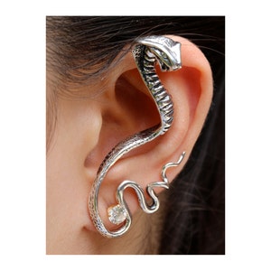 Snake Ear Cuff Snake Ear Wrap Snake Earring Silver Cobra Ear Wrap Snake Jewelry Cobra Jewelry Ear Climber Ear Jacket Ear Crawler Silver Cuff