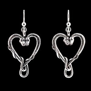 Snake Earrings Heart Earrings Viper Valentine Earrings Snake Jewelry Serpent Jewelry Gift For Her Heart Jewelry Gift for Woman Heart Charms