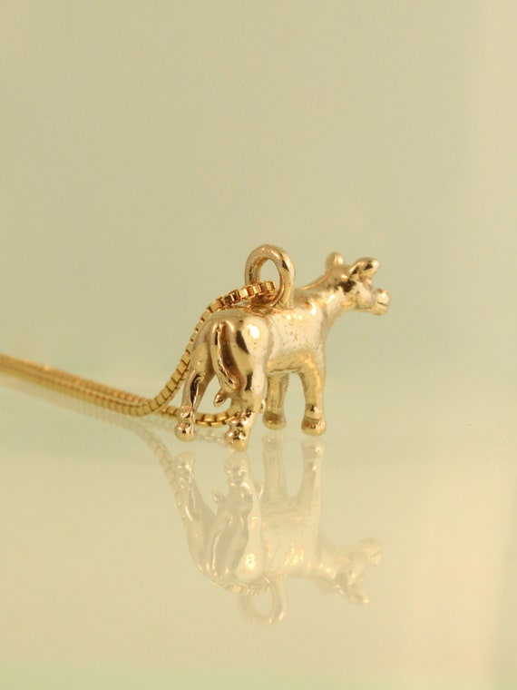 Abducted Cow Charm - 14k Gold