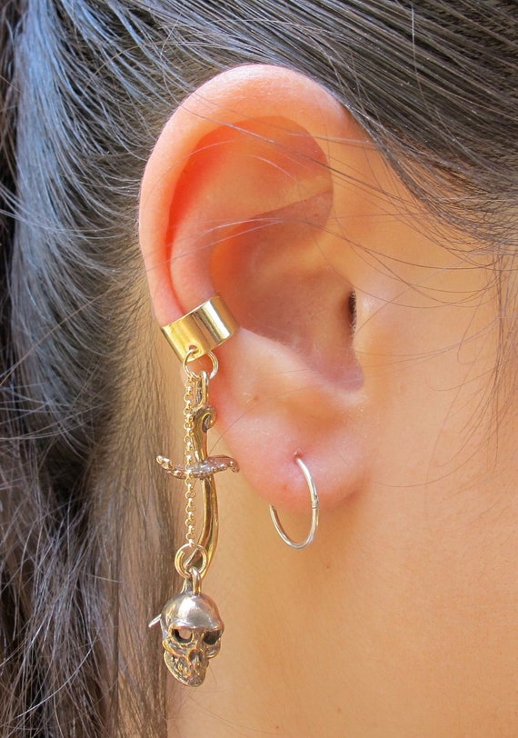 Skull cuff earring deals
