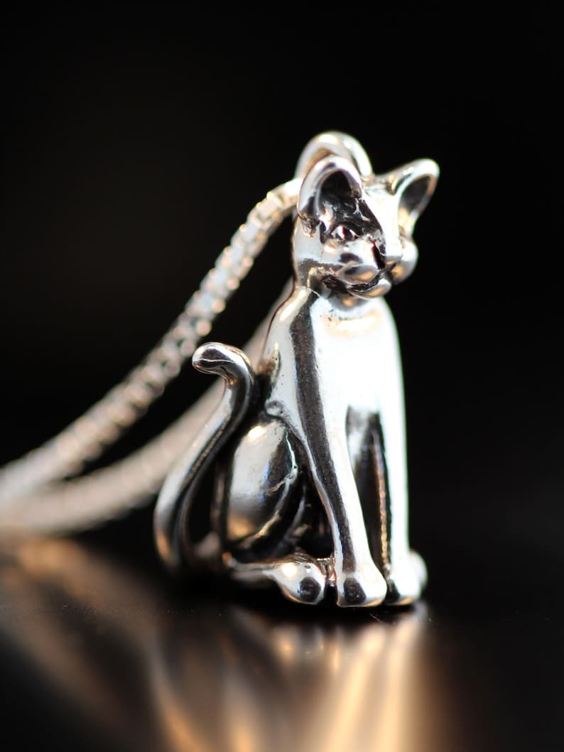 Silver Cat Necklace Cat Charm Magic Cat Charm Cat Pendant Etsy