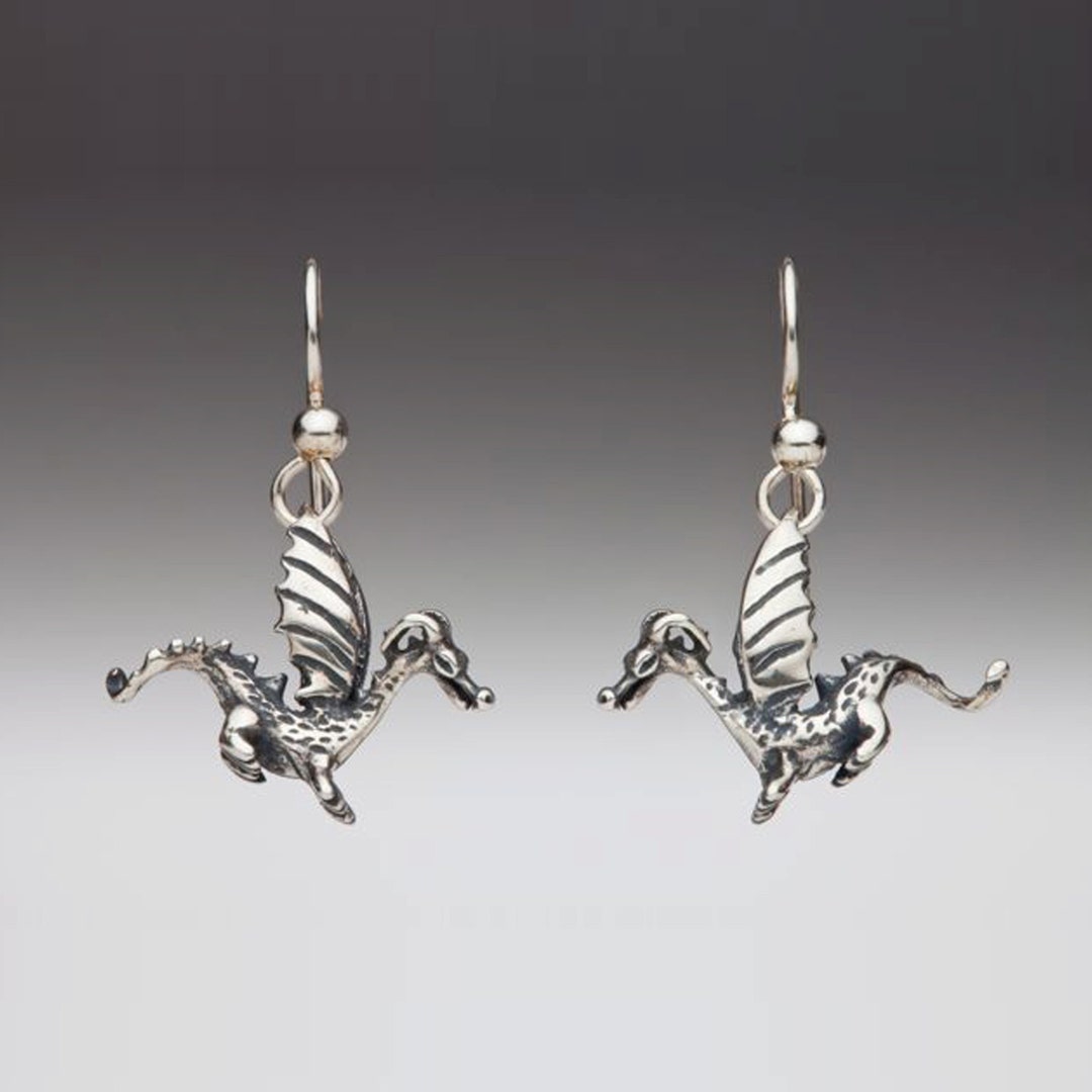 Dragon Earrings Silver Baby Dragon Earrings Dragon Jewelry - Etsy