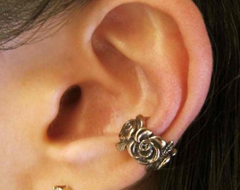 Ear Cuff Bronze Rose Ear Cuff Rose Jewelry Non-Pierced Earrings Floral Ear Cuff Floral Jewelry Bridesmaid Gift Boho Jewelry Boho fashion