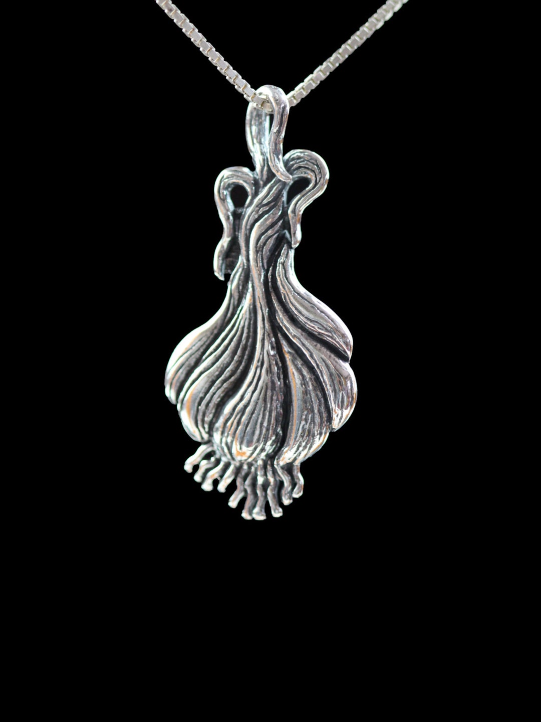 Garlic Necklace Garlic Jewelry Large Garlic Pendant Silver Vampire Jewelry Garlic Clove