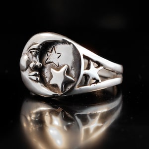 Moon Ring Star Ring Silver Moon and Star Ring Celestial Ring Celestial Jewelry Moon Jewelry Star Jewelry Silver Moon Silver Star Fashion