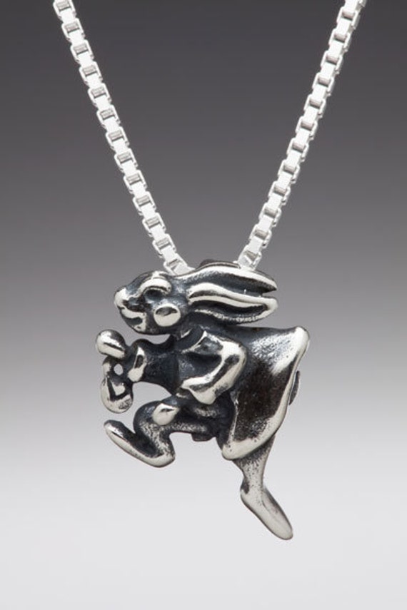 White Rabbit Charm Pendant Silver Rabbit Charm Rabbit Jewelry Rabbit  Necklace Rabbit Pendant Alice in Wonderland Jewelry