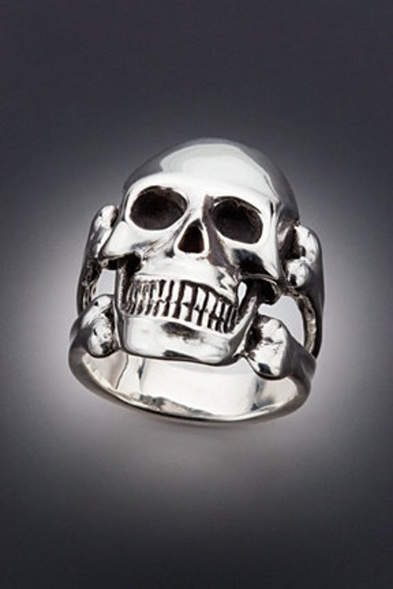 Skull Ring Silver Large Skull and Crossbone Ring Skull and Crossbone Jewelry Skull Jewelry Silver Skull image 1