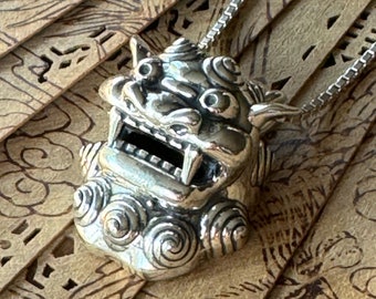 Shisa Head Pendant Foo Dog Guardian Lion Guardian Shishi Statement Pendant Statement Jewelry Japanese Jewelry Lion Head