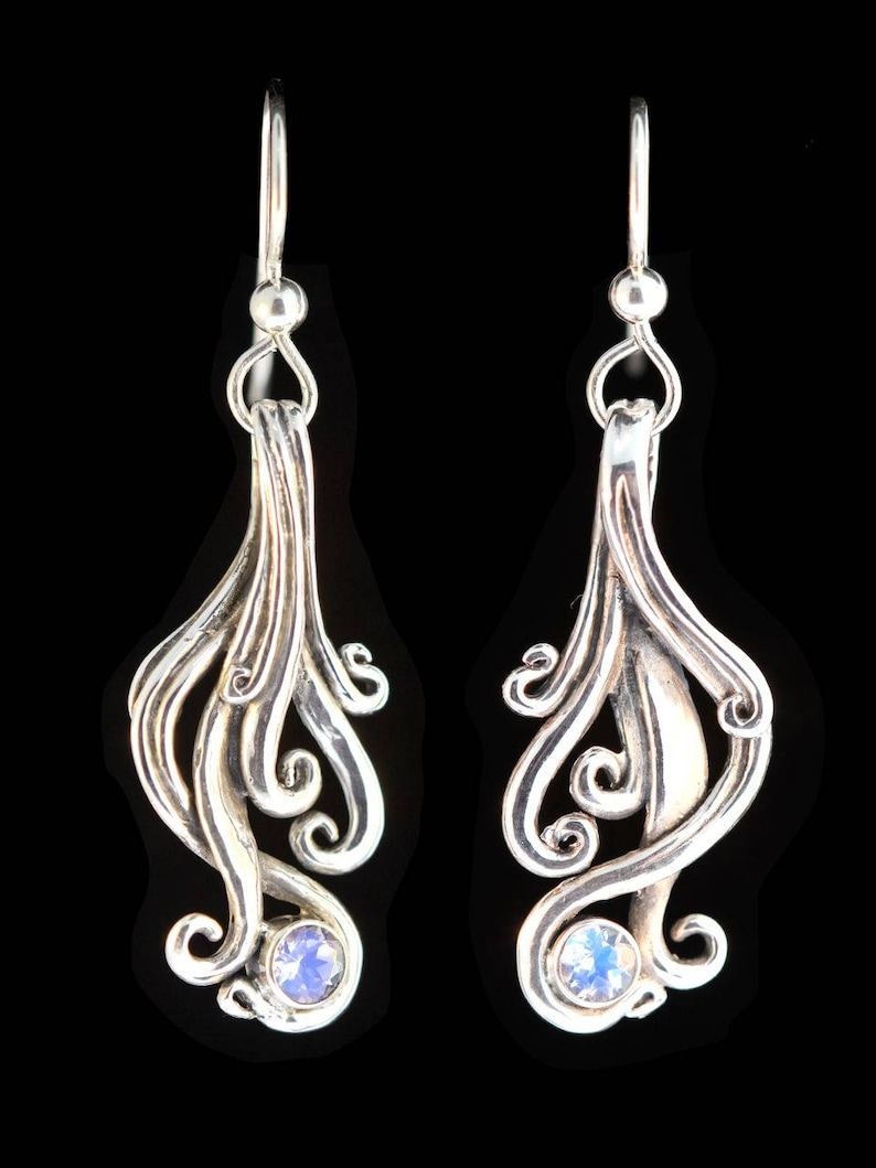 Silver Dangle Earrings Waterfall Earrings Silver Gemstone Waterfall Jewelry Cascade Earrings Ocean Jewelry Wave Earrings Wave Jewelry