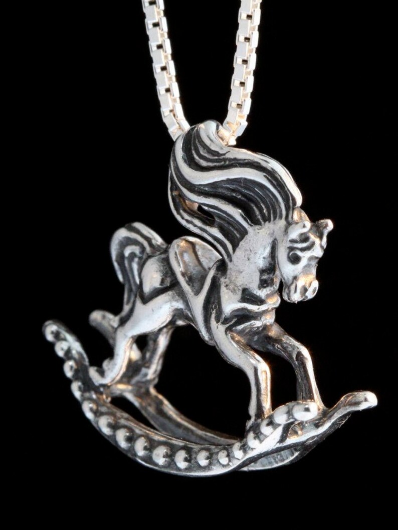 Rocking Horse Necklace Silver Rocking Horse Charm Rocking Etsy