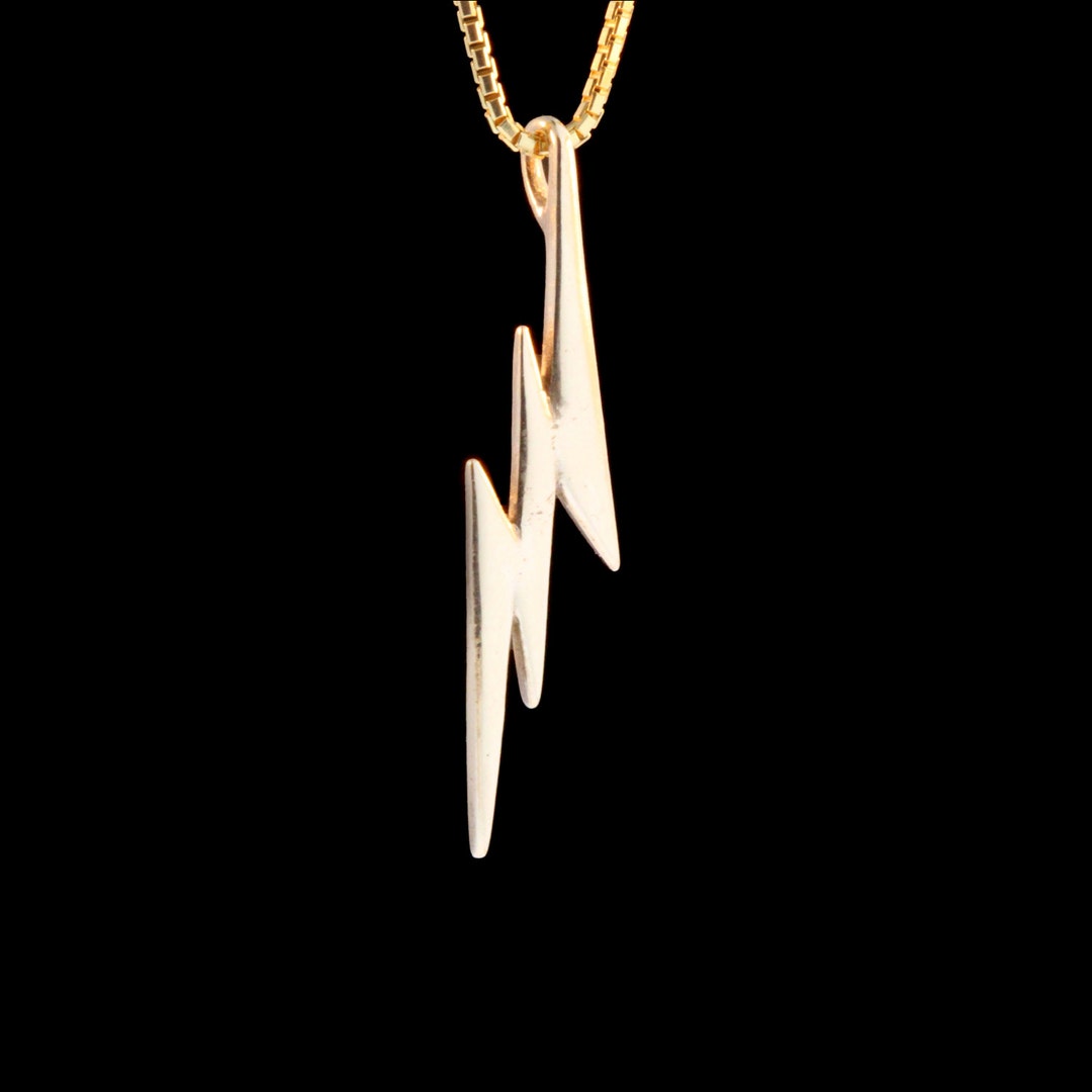 Lightning Bolt Necklace Solid 14k Gold Lightning Bolt Pendant Lightning