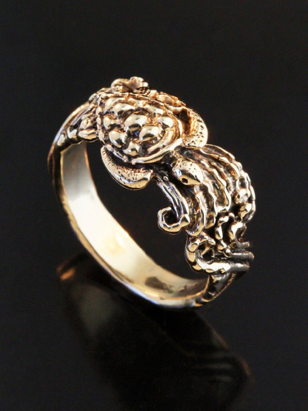 Sea Gold Rings Gold Sea Turtle Ring - Sea Turtle Jewelry Wave Rider Ring - Handmade ...