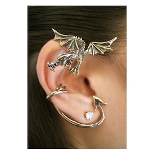 Dragon Ear Wrap Dragon Ear Cuff Bronze Guardian Dragon Ear Wrap Dragon Jewelry Non-Pierced Earring Dragon Earring Fashion Ear Cuff Statement image 1