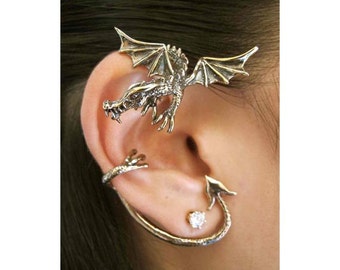 Dragon Ear Wrap Dragon Ear Cuff Bronze Guardian Dragon Ear Wrap Dragon Jewelry Non-Pierced Earring Dragon Earring Fashion Ear Cuff Statement