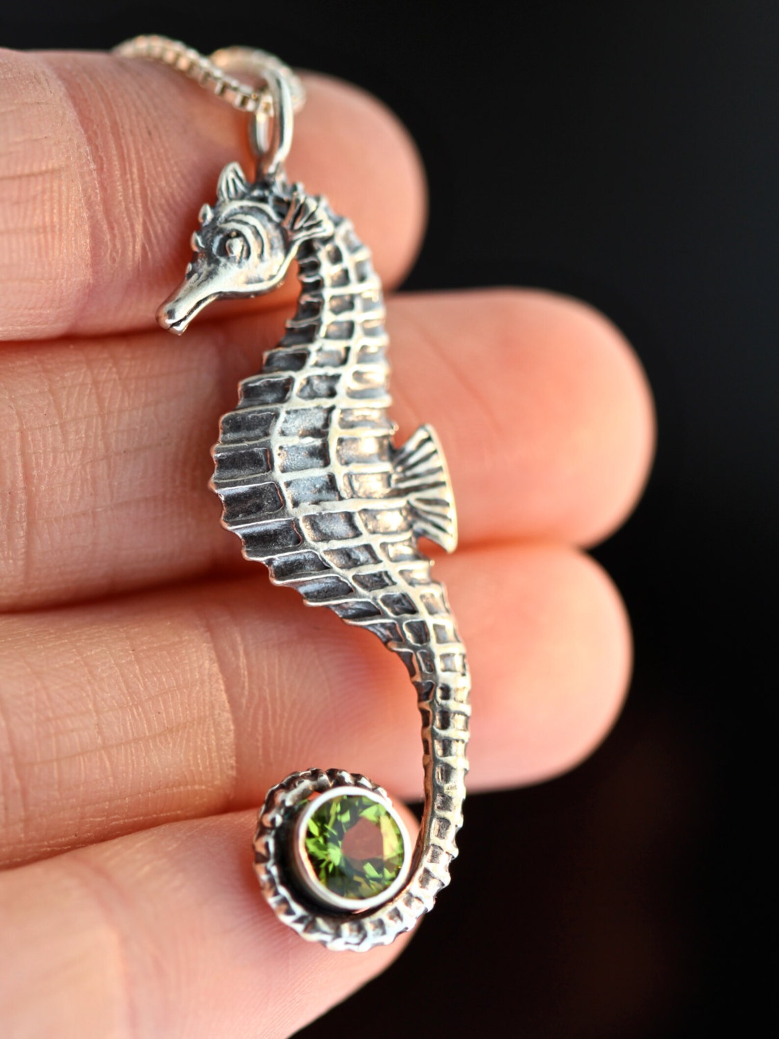 Seahorse Necklace Silver Seahorse With Gemstone Sterling Etsy