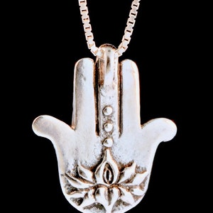 Hamsa Hand and Eye Pendant Silver Hand Eye Lotus Charm Boho Jewelry ...