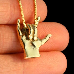 Love Sign Pendant ASL - 14K Gold - ASL Jewelry image 5