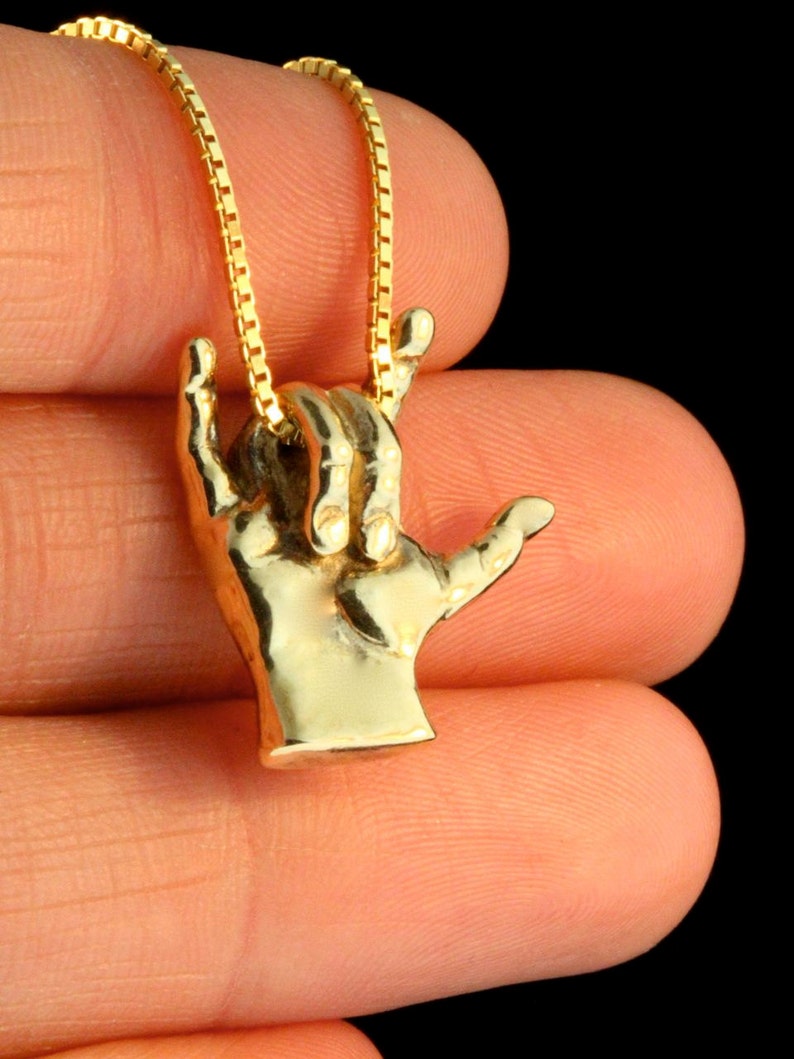 Love Sign Pendant ASL - 14K Gold - ASL Jewelry image 5