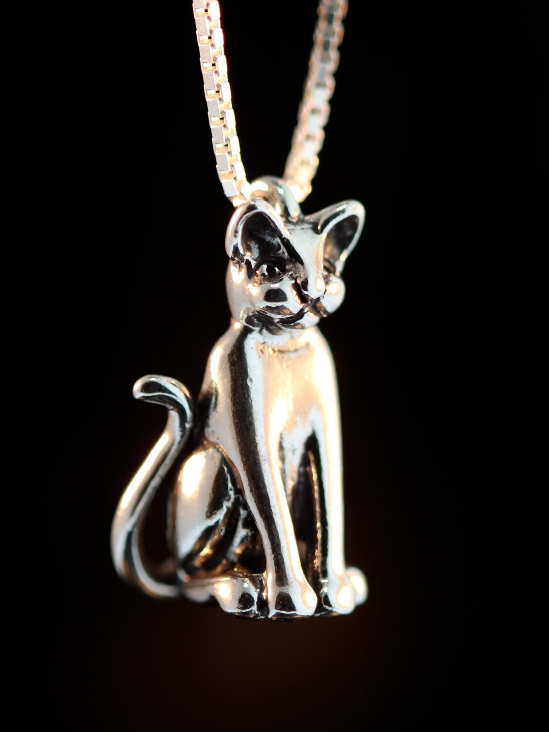 Silver Cat Necklace Cat Charm Magic Cat Charm Cat Pendant | Etsy