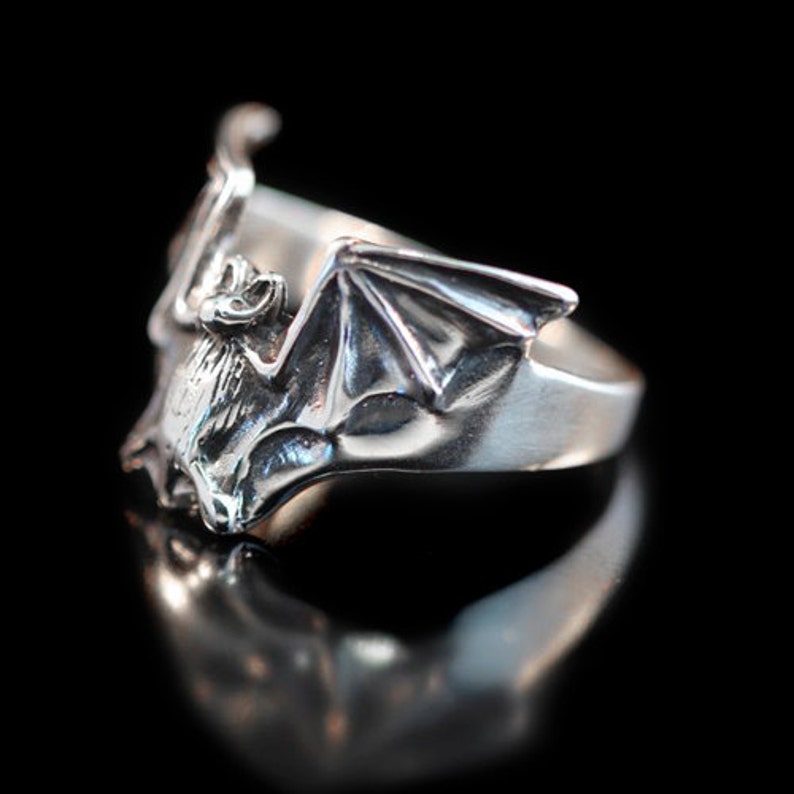 Sterling Silver Bat Ring Bat Flight Ring Bat Jewelry Halloween Etsy
