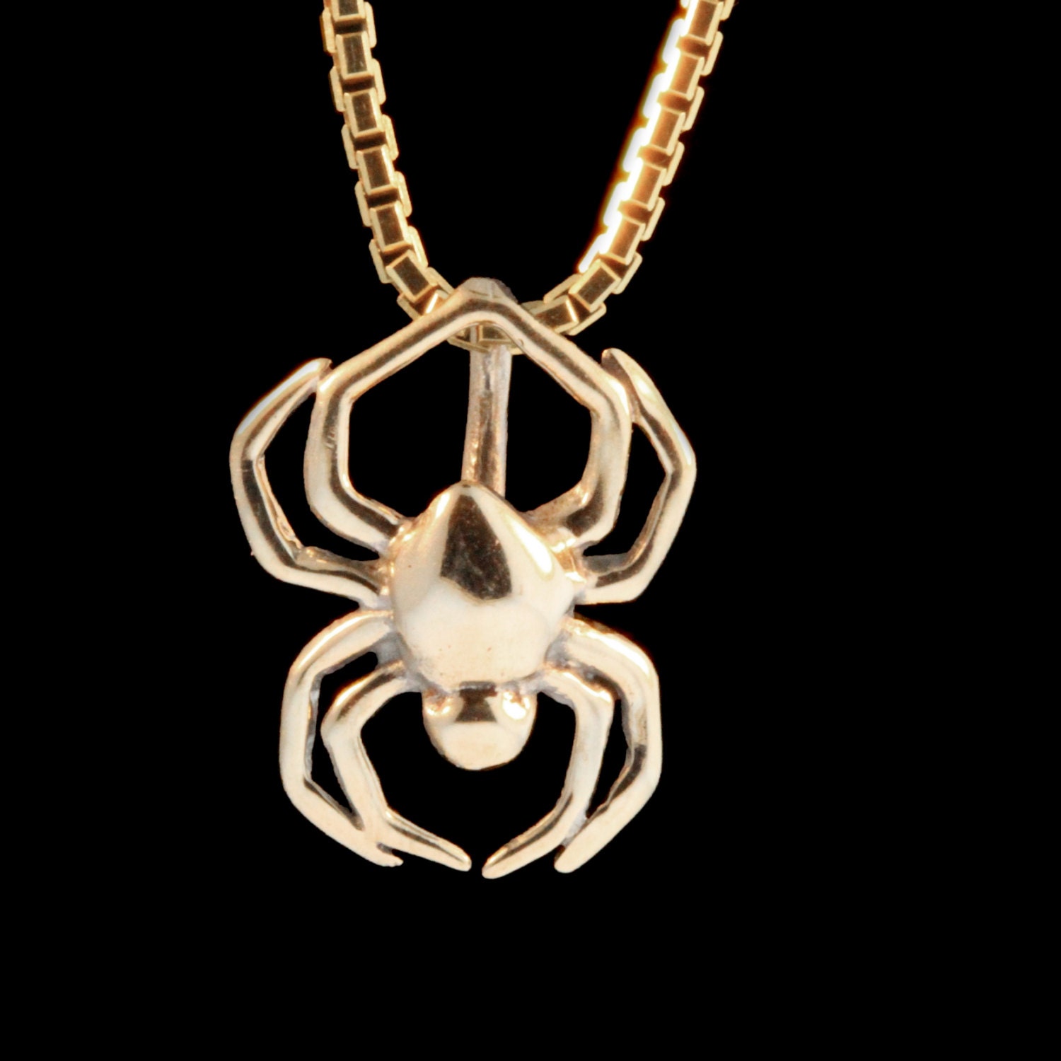 Gold Spider Necklace Solid 14K Gold Spider Charm Spider Etsy
