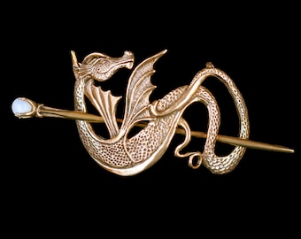 Wyvern Dragon Barrette - Bronze - Hair Accessories