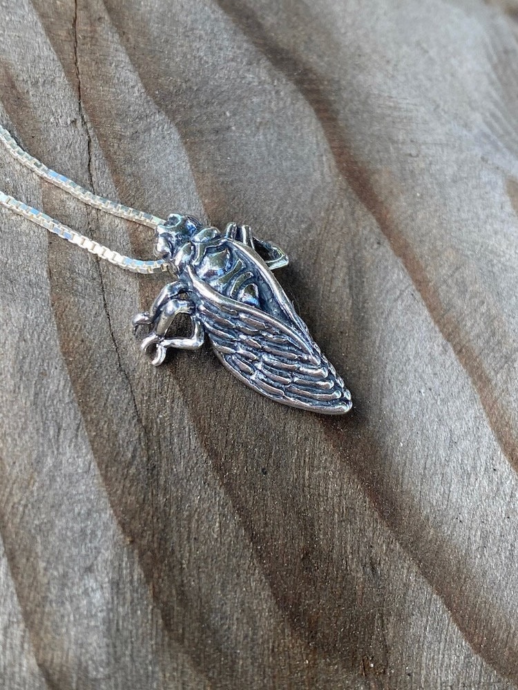 Ciondolo Cicala In Argento 925 – Gioiello Artigianale 3D Per Collana, Regalo Ragazza