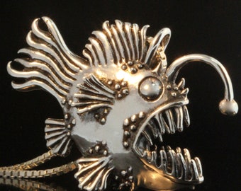 Custom Listing for Kristina - Silver Angler Fish with 24" Chain