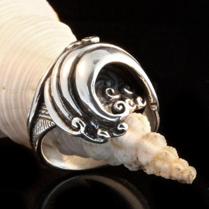 Handmade Sterling Silver Great Wave Statement Ring - Maverick's Beach Surfer Ring