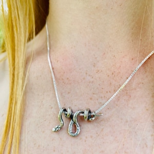 Silver Snake Necklace Snake Jewelry Vine Snake Pendant Snake Pendant Snake Charm Serpent Jewelry Silver Snake Animal Jewelry Snake Chain image 4