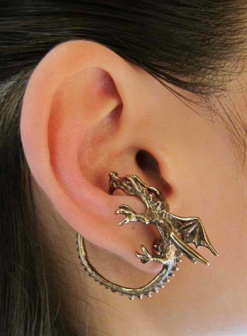 Dragon Ear Cuff Dragon Ear Wrap Game of Thrones Inspired Jewelry Bronze Dragon Whisperer Hoop Non-Pierced Earring Dragon Jewelry Statement image 1