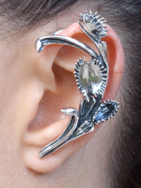 Venus Flytrap Ear Wrap - Sterling Silver - Non Pierced Carnivorous