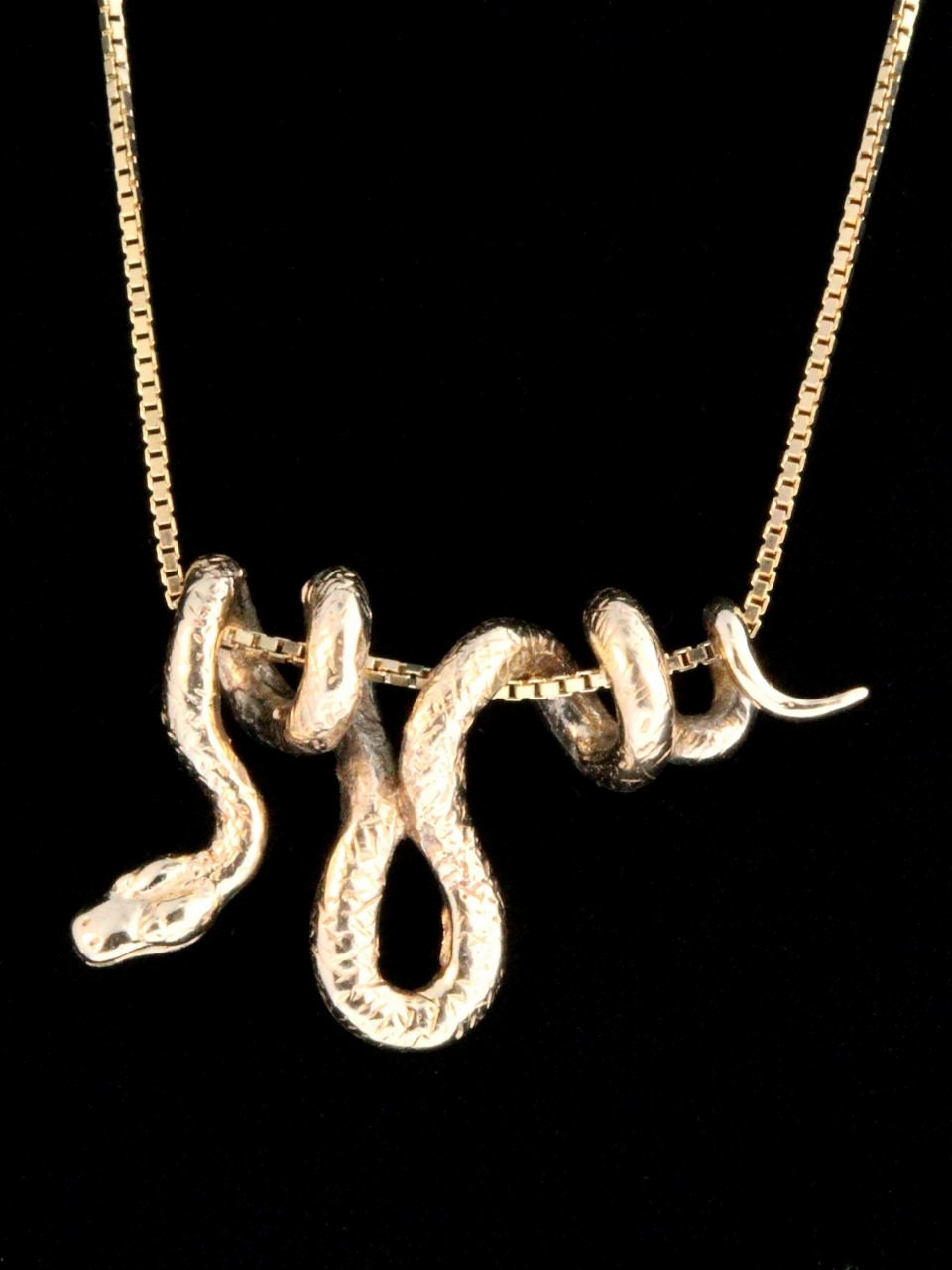 Gold snake pendant 14k deals
