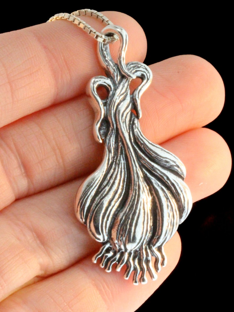 Garlic Necklace Garlic Jewelry Large Garlic Pendant Silver Etsy