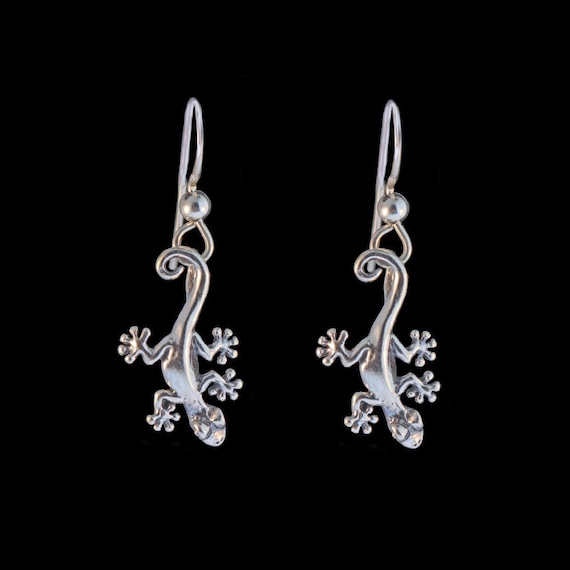 Gioielleria di pregio,Gioielli Donna,Orecchini a forma di lucertola con geco rampicante in argento sterling 925 Orecchini con gioielli per feste da sera di personalità