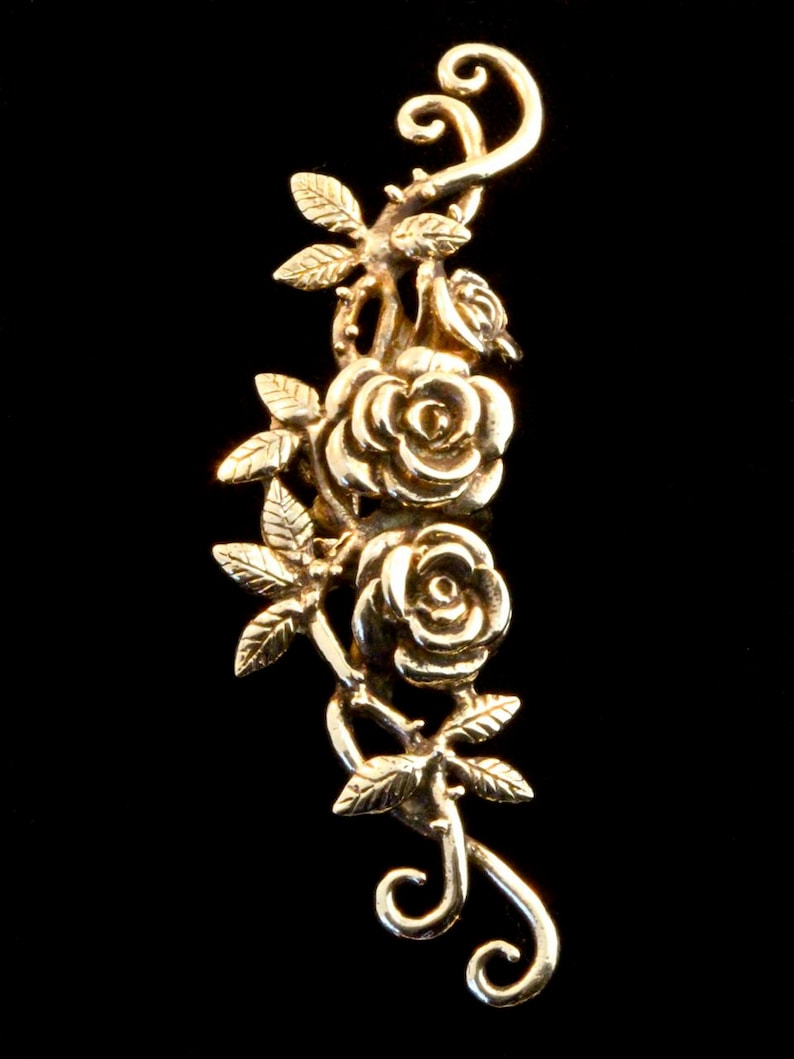 Flower Ear Cuff Valentines Day Gift Rose Ear Cuff Bronze Rose Tendril EarCuff Rose Jewelry Flower Earring Rose Earring Flower Jewelry Roses image 6