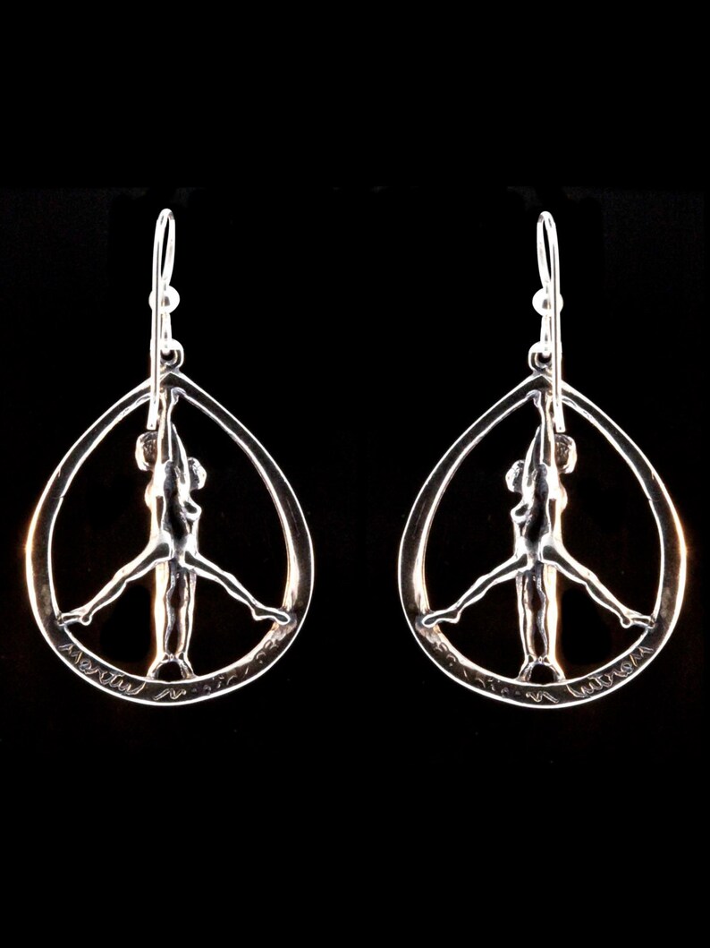 Boho Earrings Peace Earrings Silver Peace Sign Silver Stand - Etsy