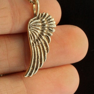 Angel Wing Necklace 14k Gold Guardian Angel Wing Charm Gold Necklace Angel Wing Pendant 14k Gold Jewelry Angel Wing Jewelry Valentines Gift image 4