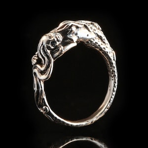 Mermaid Ring Silver Mermaid Sterling Silver Jewelry Laying Siren Pirate Swimmer Ocean Ring Coastal Aquatic Mythical Folklore Sea Jewelry