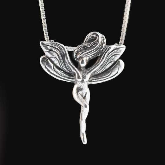 Small Fairy Slide Pendant Necklace Sterling Silver - Includes Chain, Made in USA Small Fairy Slide Pendant Necklace Sterling Silver - Includes Chain, Made in USA
