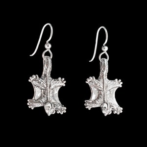 Pendientes de petauro del azúcar, pendientes de ardilla voladora de plata, joyas de petauro del azúcar, joyas de ardilla voladora, petauros del azúcar lindos