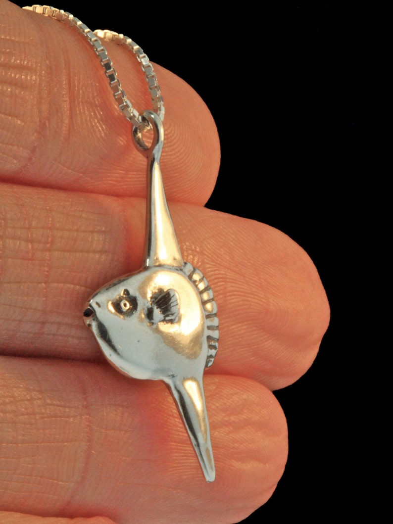 Mola Mola Sunfish Charm Mola Mola Jewelry Sea Life Jewelry Fish Jewelry Ocean Jewelry Finding Dory Silver Fish Pendant image 2