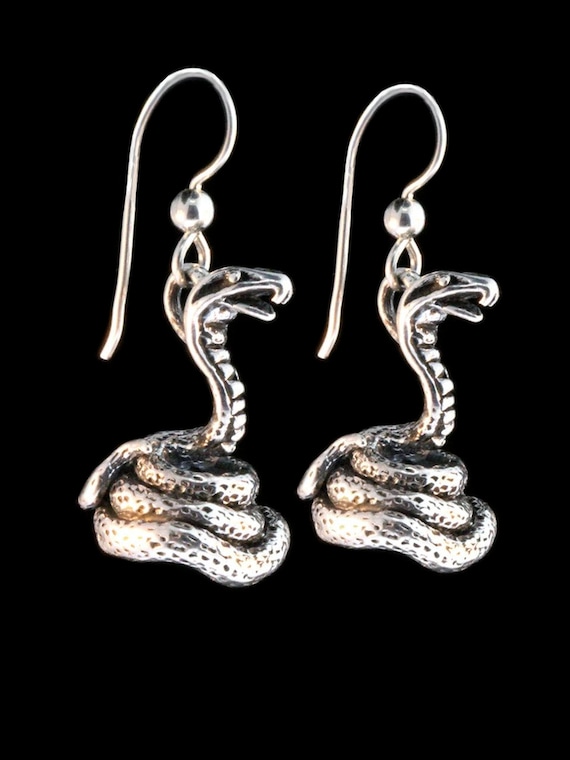 Items similar to Snake Earrings Cobra Jewelry Serpent Earrings Coiled