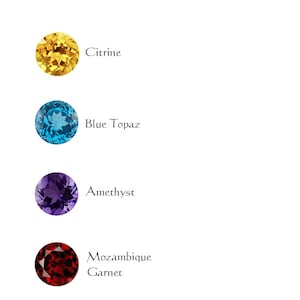 K&ouml;nnte beinhalten: Vier Edelsteinoptionen: Citrin, blauer Topas, Amethyst und Mosambik-Granat. *Die Farben sind nur als Ann&auml;herung gedacht. Alle Edelsteine von Marty Magic sind echt, sofern nicht anders angegeben.