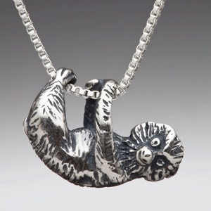 Sloth Necklace Silver - Tree Sloth Charm Tree Sloth Necklace - Sloth Pendant Sloth Jewelry Silver Tree Sloth - Animal Charm - Animal Jewelry