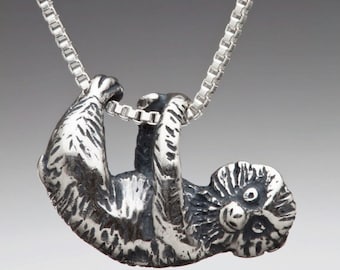 Tree Sloth Charm - Sterling Silver - Necklace of patience