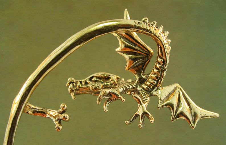 Dragon Ear Wrap Dragon Ear Cuff Bronze Guardian Dragon Ear Wrap Dragon Jewelry Non-Pierced Earring Dragon Earring Fashion Ear Cuff Statement image 5