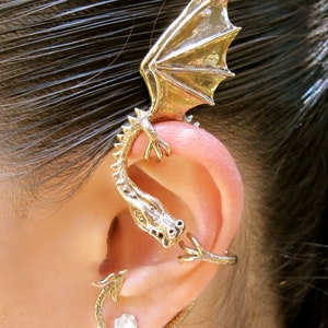 Dragon Ear Wrap Dragon Ear Cuff Elfin Dragon Bronze Wrap Dragon Jewelry Game of Thrones Inspired Jewelry Non-Pierced Earring Wing Ear Wrap image 2